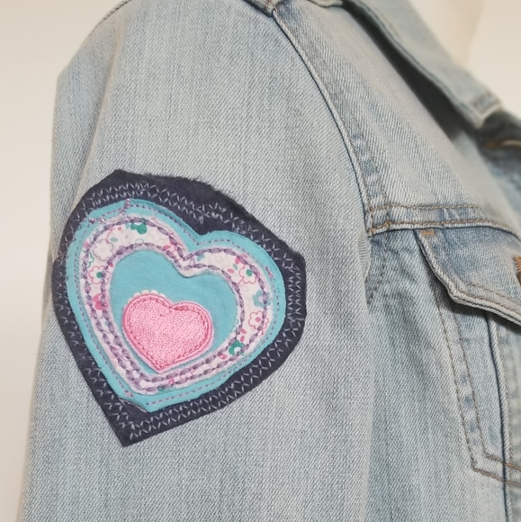 Love, heart light blue denim jacket - Picture 3 of 8